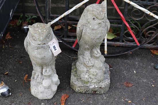Pair owl statues